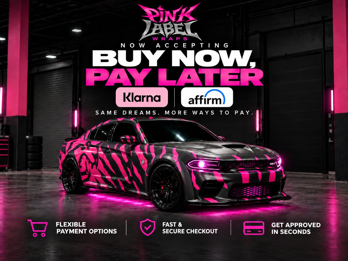 Pink Label Wraps now accepts buy now, pay later with Klarna and Affirm